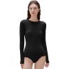imageSUUKSESS Cloud Cashmere Women Crew Neck Fitted Long Sleeve Shirt Basic Knit TopsBlack