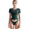 imageSUUKSESS Women Double Lined Fitted Basic Tee Crew Neck Short Sleeve Y2K Crop TopEmerald