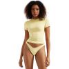 imageSUUKSESS Women Double Lined Fitted Basic Tee Crew Neck Short Sleeve Y2K Crop TopYellow