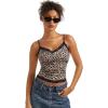 imageSUUKSESS Women Padded Lace Double Lined Tank Tops Sexy V Neck Summer Going Out TopLeopard