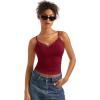 imageSUUKSESS Women Padded Lace Double Lined Tank Tops Sexy V Neck Summer Going Out TopWine Red