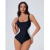 imageSUUKSESS One Piece Swimsuit for Women Slimming Tummy Control Square Neck Bathing SuitBlack and White