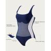 imageSUUKSESS One Piece Swimsuit for Women Slimming Tummy Control Square Neck Bathing SuitDark Blue