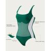 imageSUUKSESS One Piece Swimsuit for Women Slimming Tummy Control Square Neck Bathing SuitGreen White
