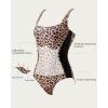 imageSUUKSESS One Piece Swimsuit for Women Slimming Tummy Control Square Neck Bathing SuitLeopard and Black