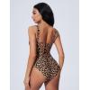 imageSUUKSESS One Piece Swimsuit for Women Slimming Tummy Control Square Neck Bathing SuitLeopard and Black