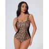 imageSUUKSESS One Piece Swimsuit for Women Slimming Tummy Control Square Neck Bathing SuitLeopard and Black
