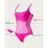 imageSUUKSESS One Piece Swimsuit for Women Slimming Tummy Control Square Neck Bathing SuitPink Colorblock