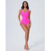 imageSUUKSESS One Piece Swimsuit for Women Slimming Tummy Control Square Neck Bathing SuitPink Colorblock