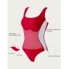 imageSUUKSESS One Piece Swimsuit for Women Slimming Tummy Control Square Neck Bathing SuitRed
