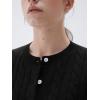 imageSUUKSESS Women Cable Knit Cashmere Sweaters Crew Neck Button Up Chunky Cardigan Long Sleeve Fall OutfitsBlack