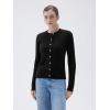 imageSUUKSESS Women Cable Knit Cashmere Sweaters Crew Neck Button Up Chunky Cardigan Long Sleeve Fall OutfitsBlack