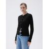 imageSUUKSESS Women Cable Knit Cashmere Sweaters Crew Neck Button Up Chunky Cardigan Long Sleeve Fall OutfitsBlack
