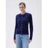 imageSUUKSESS Women Cable Knit Cashmere Sweaters Crew Neck Button Up Chunky Cardigan Long Sleeve Fall OutfitsNavy Blue
