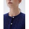imageSUUKSESS Women Cable Knit Cashmere Sweaters Crew Neck Button Up Chunky Cardigan Long Sleeve Fall OutfitsNavy Blue