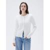 imageSUUKSESS Women Cable Knit Cashmere Sweaters Crew Neck Button Up Chunky Cardigan Long Sleeve Fall OutfitsWhite