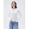 imageSUUKSESS Women Cable Knit Cashmere Sweaters Crew Neck Button Up Chunky Cardigan Long Sleeve Fall OutfitsWhite