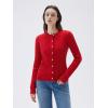 imageSUUKSESS Women Cable Knit Cashmere Sweaters Crew Neck Button Up Chunky Cardigan Long Sleeve Fall OutfitsWine Red
