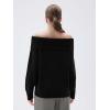 imageSUUKSESS Women Cashmere Off The Shoulder Sweater Oversized Knit Long Sleeve Tops01 Black