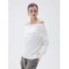 imageSUUKSESS Women Cashmere Off The Shoulder Sweater Oversized Knit Long Sleeve Tops02 White