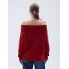 imageSUUKSESS Women Cashmere Off The Shoulder Sweater Oversized Knit Long Sleeve Tops03 Wine
