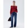 imageSUUKSESS Women Cashmere Off The Shoulder Sweater Oversized Knit Long Sleeve Tops03 Wine