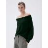 imageSUUKSESS Women Cashmere Off The Shoulder Sweater Oversized Knit Long Sleeve Tops04 Green