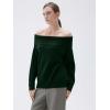 imageSUUKSESS Women Cashmere Off The Shoulder Sweater Oversized Knit Long Sleeve Tops04 Green