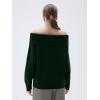 imageSUUKSESS Women Cashmere Off The Shoulder Sweater Oversized Knit Long Sleeve Tops04 Green