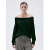 imageSUUKSESS Women Cashmere Off The Shoulder Sweater Oversized Knit Long Sleeve Tops04 Green