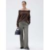 imageSUUKSESS Women Cashmere Off The Shoulder Sweater Oversized Knit Long Sleeve Tops05 Deep Brown