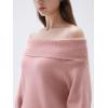 imageSUUKSESS Women Cashmere Off The Shoulder Sweater Oversized Knit Long Sleeve Tops06 Pink