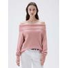 imageSUUKSESS Women Cashmere Off The Shoulder Sweater Oversized Knit Long Sleeve Tops06 Pink