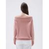 imageSUUKSESS Women Cashmere Off The Shoulder Sweater Oversized Knit Long Sleeve Tops06 Pink