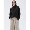 imageSUUKSESS Women Cashmere Oversized Chunky Turtleneck Pullover Sweater Long Sleeve Knit Jumper TopsBlack