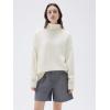 imageSUUKSESS Women Cashmere Oversized Chunky Turtleneck Pullover Sweater Long Sleeve Knit Jumper TopsCream White