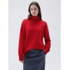 imageSUUKSESS Women Cashmere Oversized Chunky Turtleneck Pullover Sweater Long Sleeve Knit Jumper TopsRed