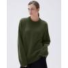 imageSUUKSESS Women Cashmere Oversized Long Sleeve Pullover Sweater Crew Neck JumpersArmy Green