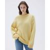 imageSUUKSESS Women Cashmere Oversized Long Sleeve Pullover Sweater Crew Neck JumpersButter Yellow