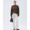 imageSUUKSESS Women Cashmere Oversized Long Sleeve Pullover Sweater Crew Neck JumpersCocoa Brown