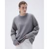 imageSUUKSESS Women Cashmere Oversized Long Sleeve Pullover Sweater Crew Neck JumpersHeather Grey
