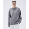 imageSUUKSESS Women Cashmere Oversized Long Sleeve Pullover Sweater Crew Neck JumpersHeather Grey