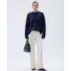 imageSUUKSESS Women Cashmere Oversized Long Sleeve Pullover Sweater Crew Neck JumpersNavy Blue