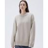 imageSUUKSESS Women Cashmere Oversized Long Sleeve Pullover Sweater Crew Neck JumpersStone
