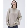 imageSUUKSESS Women Cashmere Oversized Long Sleeve Pullover Sweater Crew Neck JumpersStone