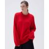 imageSUUKSESS Women Cashmere Oversized Long Sleeve Pullover Sweater Crew Neck JumpersTrue Red