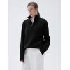 imageSUUKSESS Women Cashmere Oversized Quarter Zip Pullover Sweater Long Sleeve Collared Ribbed Knit Jumper TopsBlack