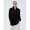 imageSUUKSESS Women Cashmere Oversized Quarter Zip Pullover Sweater Long Sleeve Collared Ribbed Knit Jumper TopsBlack