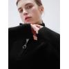 imageSUUKSESS Women Cashmere Oversized Quarter Zip Pullover Sweater Long Sleeve Collared Ribbed Knit Jumper TopsBlack