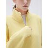 imageSUUKSESS Women Cashmere Oversized Quarter Zip Pullover Sweater Long Sleeve Collared Ribbed Knit Jumper TopsButter Yellow